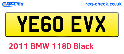 YE60EVX are the vehicle registration plates.