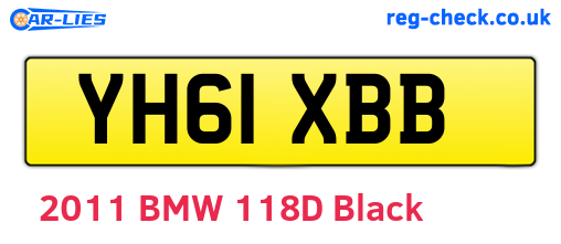 YH61XBB are the vehicle registration plates.