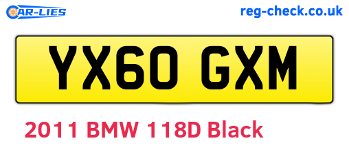YX60GXM are the vehicle registration plates.
