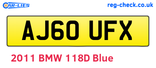 AJ60UFX are the vehicle registration plates.