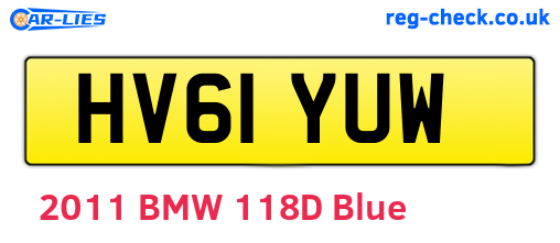 HV61YUW are the vehicle registration plates.