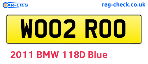 WO02ROO are the vehicle registration plates.