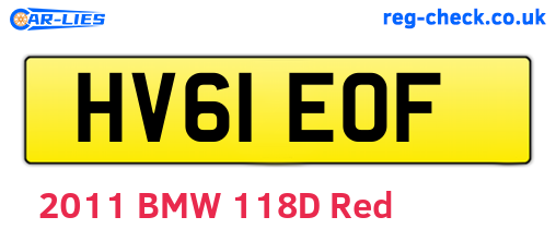 HV61EOF are the vehicle registration plates.