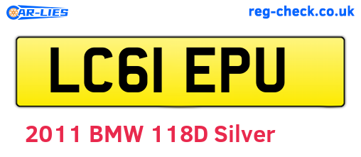 LC61EPU are the vehicle registration plates.