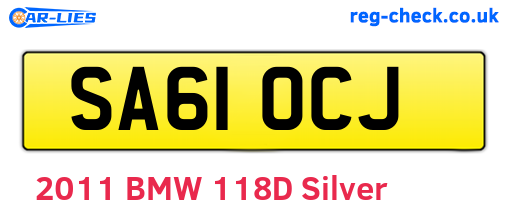 SA61OCJ are the vehicle registration plates.