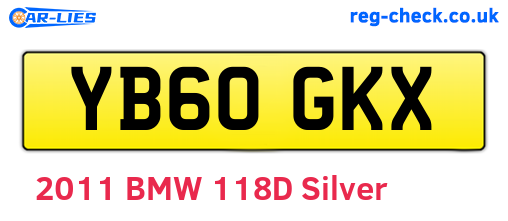YB60GKX are the vehicle registration plates.