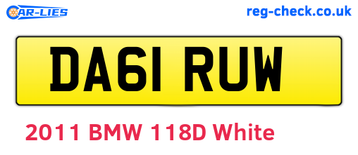 DA61RUW are the vehicle registration plates.