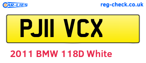 PJ11VCX are the vehicle registration plates.