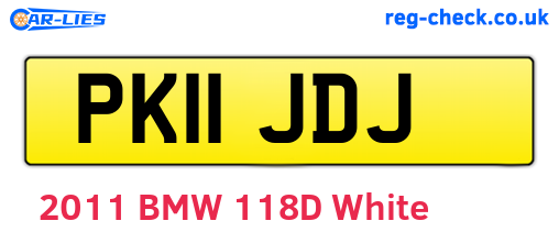 PK11JDJ are the vehicle registration plates.