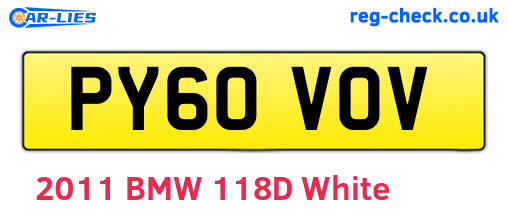 PY60VOV are the vehicle registration plates.