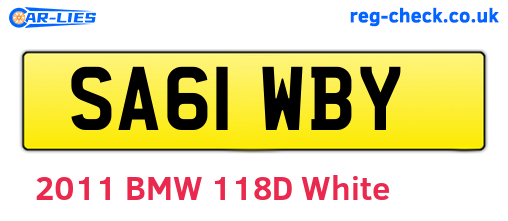 SA61WBY are the vehicle registration plates.