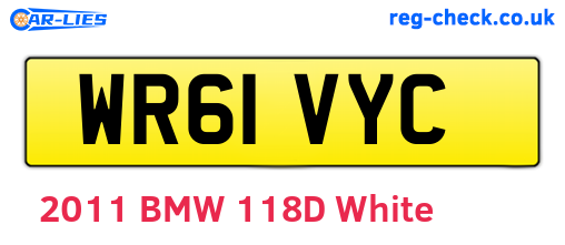 WR61VYC are the vehicle registration plates.