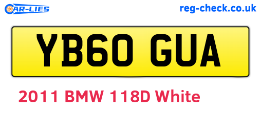 YB60GUA are the vehicle registration plates.