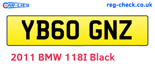 YB60GNZ are the vehicle registration plates.