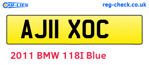 AJ11XOC are the vehicle registration plates.