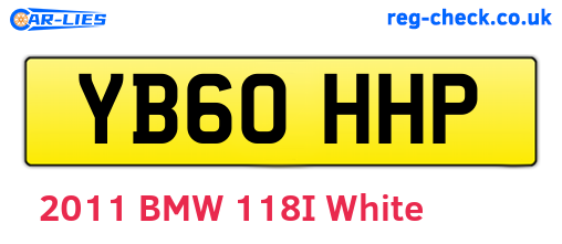 YB60HHP are the vehicle registration plates.