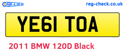 YE61TOA are the vehicle registration plates.