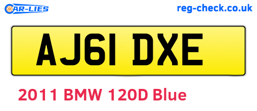 AJ61DXE are the vehicle registration plates.