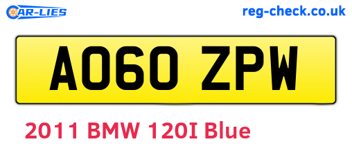 AO60ZPW are the vehicle registration plates.