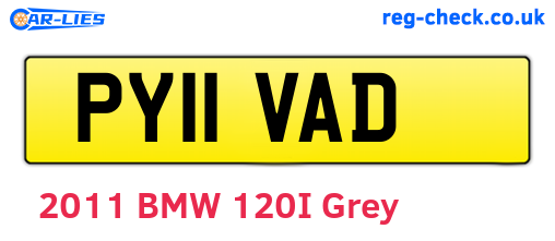 PY11VAD are the vehicle registration plates.