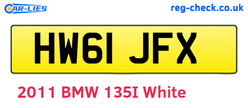 HW61JFX are the vehicle registration plates.
