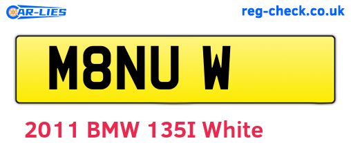 M8NUW are the vehicle registration plates.