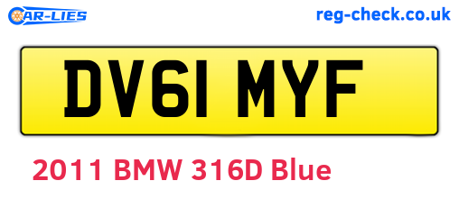 DV61MYF are the vehicle registration plates.