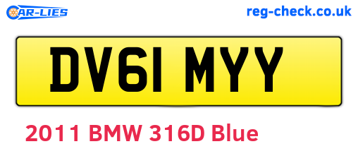 DV61MYY are the vehicle registration plates.