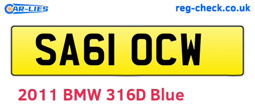SA61OCW are the vehicle registration plates.