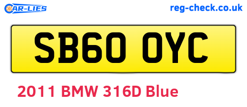 SB60OYC are the vehicle registration plates.