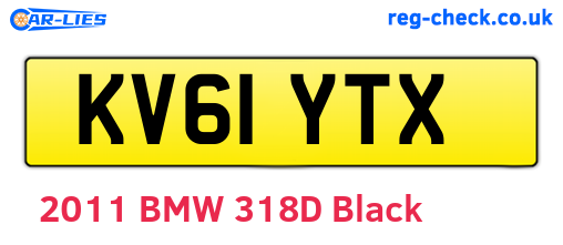 KV61YTX are the vehicle registration plates.