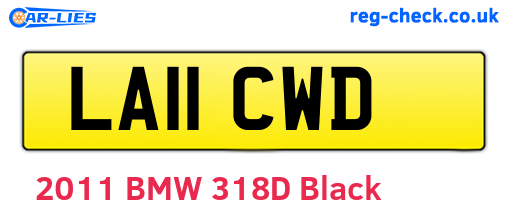 LA11CWD are the vehicle registration plates.