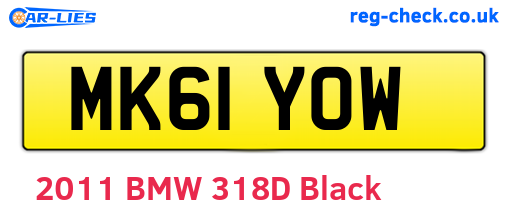 MK61YOW are the vehicle registration plates.