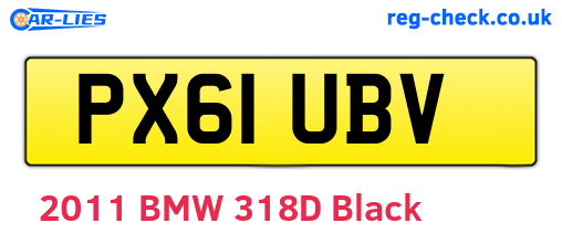 PX61UBV are the vehicle registration plates.