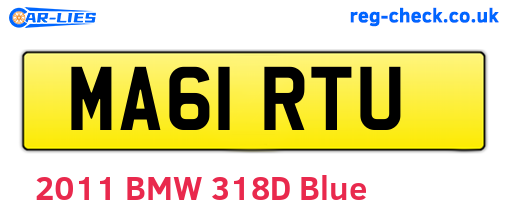 MA61RTU are the vehicle registration plates.