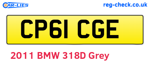 CP61CGE are the vehicle registration plates.