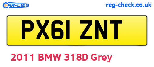 PX61ZNT are the vehicle registration plates.