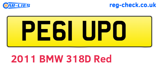 PE61UPO are the vehicle registration plates.