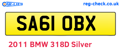 SA61OBX are the vehicle registration plates.