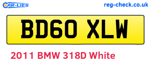 BD60XLW are the vehicle registration plates.