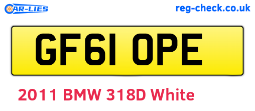 GF61OPE are the vehicle registration plates.