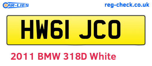 HW61JCO are the vehicle registration plates.