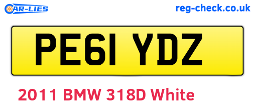 PE61YDZ are the vehicle registration plates.
