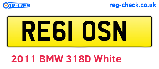 RE61OSN are the vehicle registration plates.
