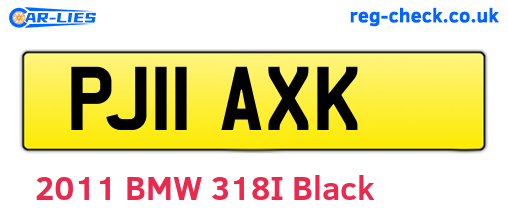 PJ11AXK are the vehicle registration plates.
