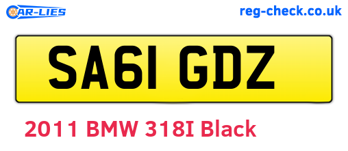 SA61GDZ are the vehicle registration plates.