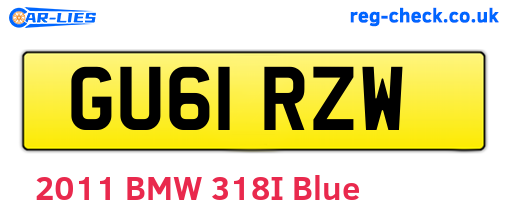 GU61RZW are the vehicle registration plates.