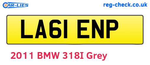LA61ENP are the vehicle registration plates.
