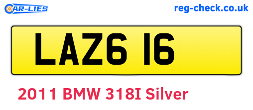 LAZ616 are the vehicle registration plates.