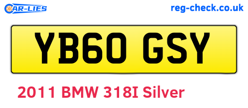 YB60GSY are the vehicle registration plates.